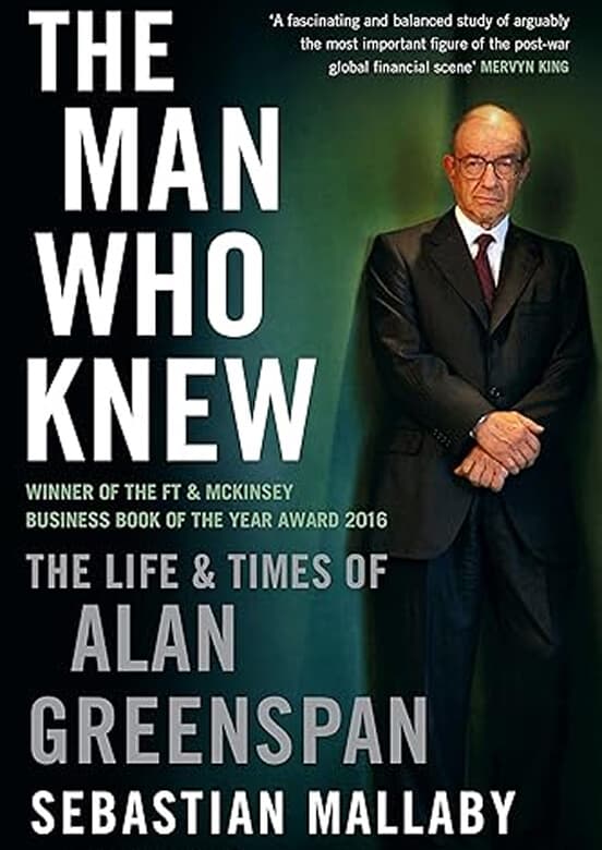 Book cover for The Man Who Knew by Sebastian Mallaby focusing on finance and global economics.