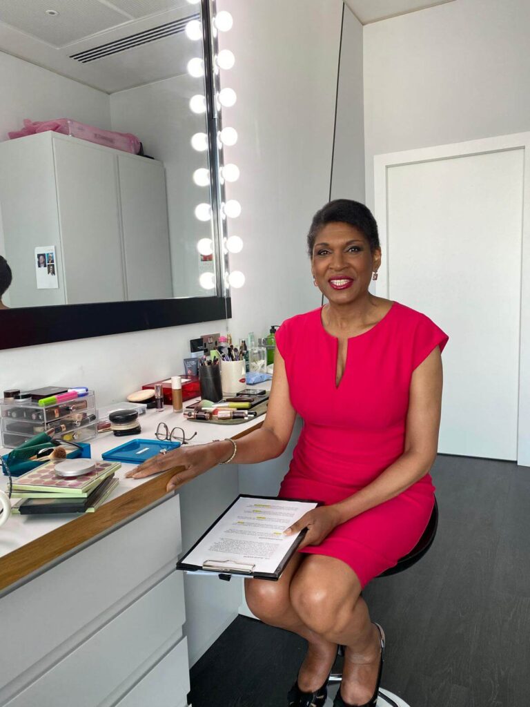 Juliette Foster behind the scenes during a media production
