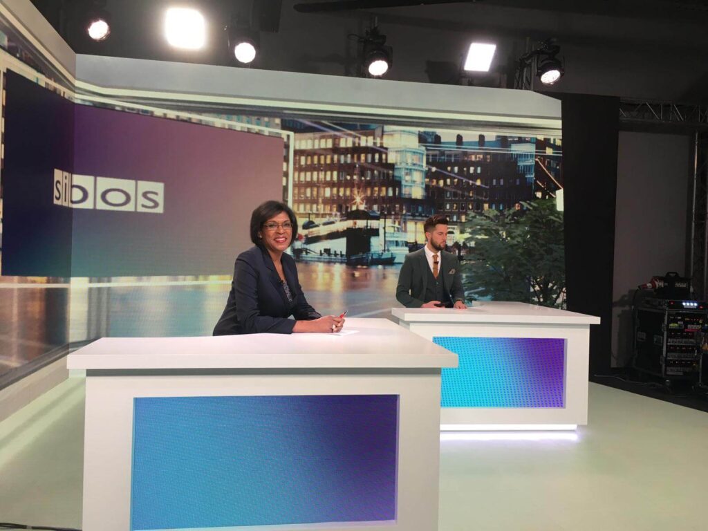 Juliette Foster at the SIBOS international banking and financial services event