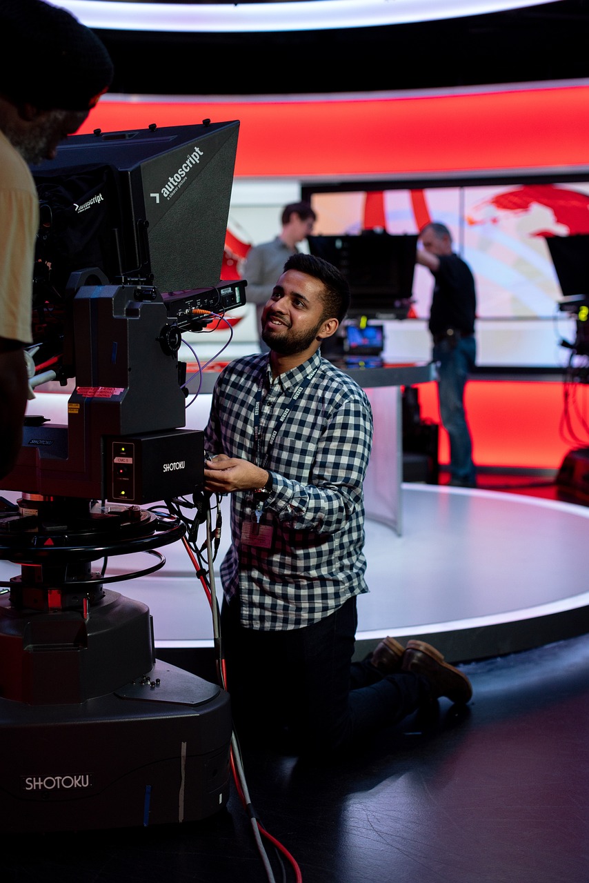 BEHIND THE SCENES IN TV STUDIO